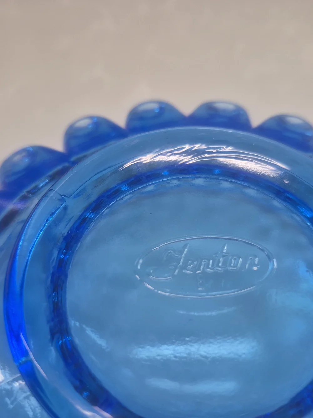 Vintage Fenton Blue Hobnail Glass Bowl